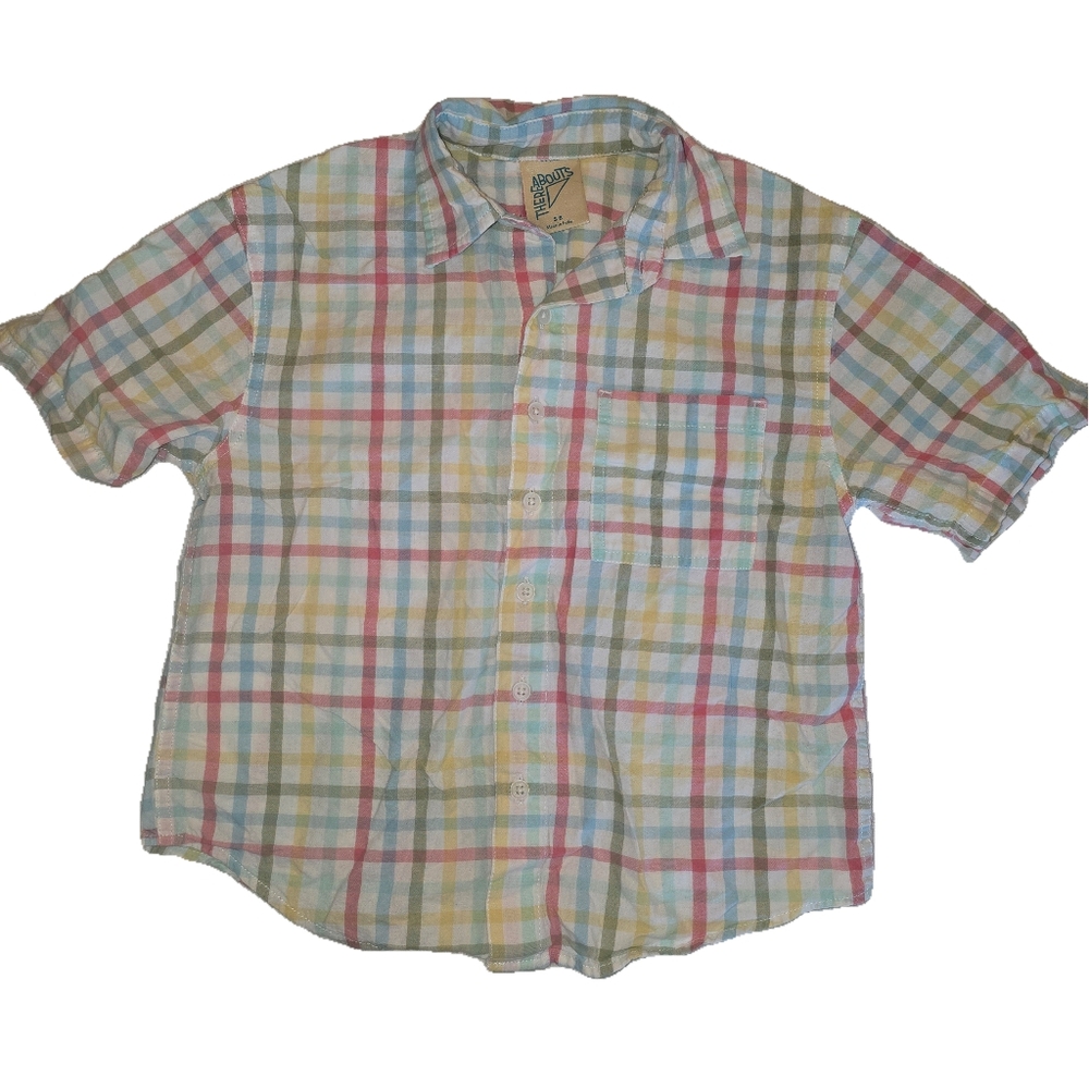 EUC Vibrant Plaid Kids Button-Down Shirt Size S8